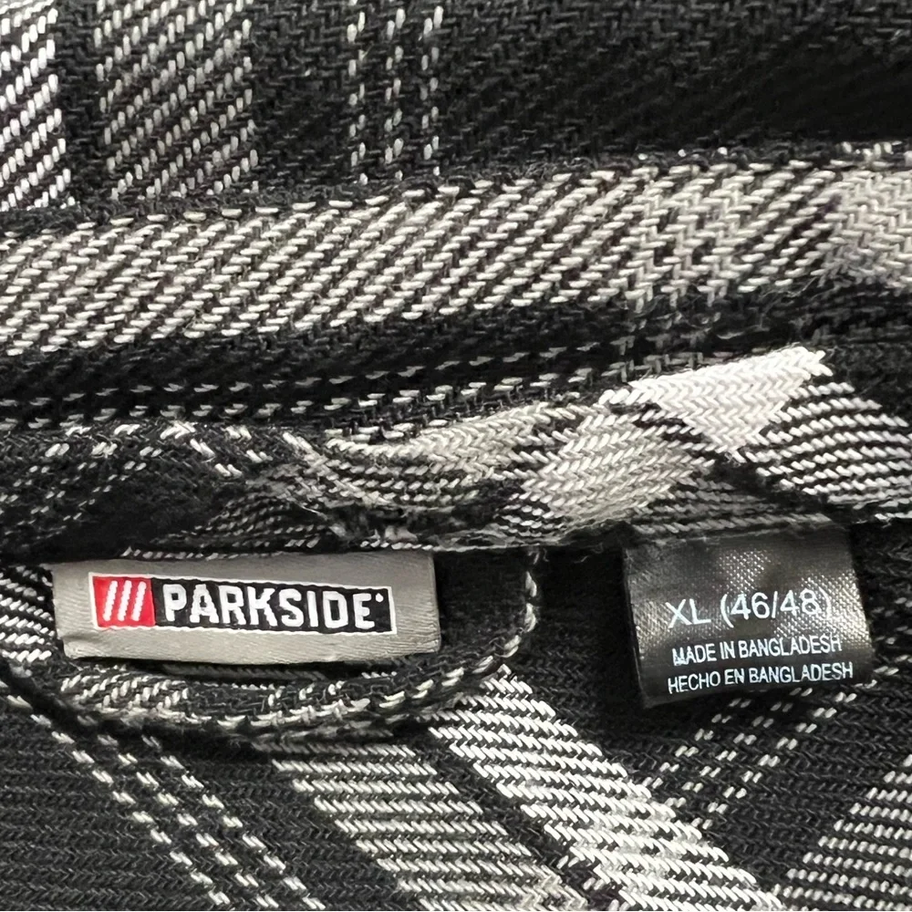 PARKSIDE MEN’S snap down THICK “work” shirt/jacket black/white size XL